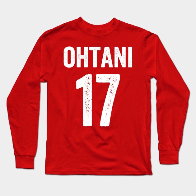 Ohtani 17 - White Font Long Sleeve T-Shirt by jorinde winter designs